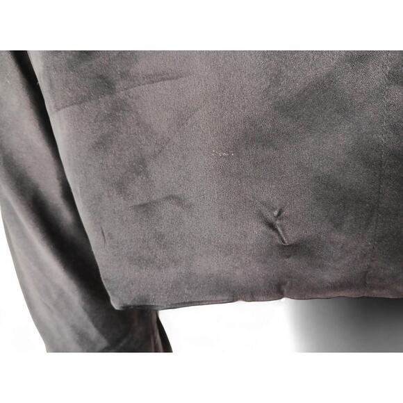 Sara Sturgeon 100% Silk Cropped Wrap Jacket Black Satin Blazer Top Sz 4 Vintage - Picture 12 of 13